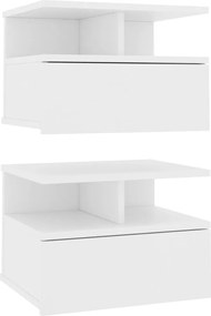 vidaXL Noptiere suspendate, 2 buc., alb, 40x31x27 cm, lemn prelucrat