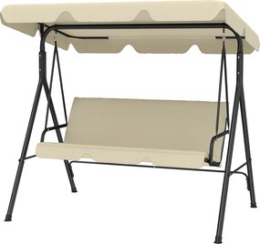 Outsunny Balansoar de grădină exterior Balansoar 3 locuri cu toldă reglabilă și cadru din oțel 172x118x153 cm bej | Aosom Romania