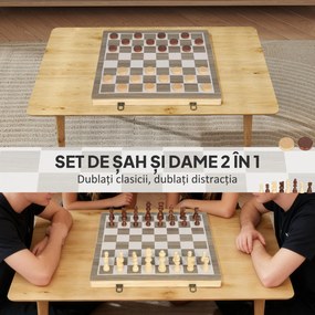 SPORTNOW Tablă de Șah Pliabilă pentru Șah și Dame cu Compartimente, din Lemn și Metal, 38.5x38.5x2.8 cm, Alb și Negru | Aosom Romania