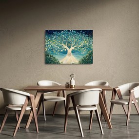 Tablou pe sticlă – Arbore magic cu spirale (70x50 cm)