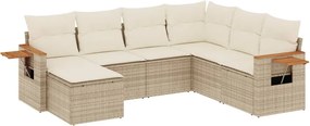 vidaXL Set canapele de grădină, 7 piese, cu perne, bej, poliratan