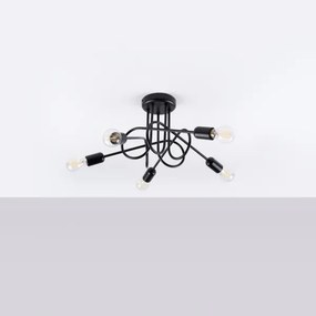 Lustră pe tijă Sollux SL.1435 LOOP 5xE27/15W/230V negru