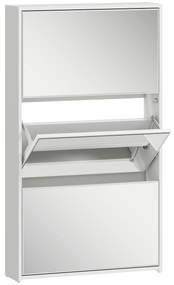 HOMCOM Dulap de Pantofi cu Oglindă și 3 Sertare Rabatabile 65x17x114.5 cm Alb | Aosom Romania