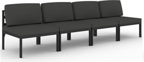 vidaXL Canapea de grădină cu 4 locuri și perne, antracit, aluminiu