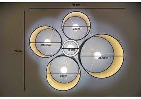 Duolla - Plafonieră ROLLER PENTO 5xE27/60W/230V negru/auriu
