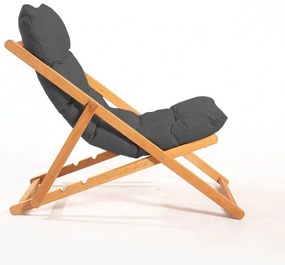 Șezlong de grădină gri/fag