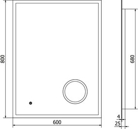 Mexen Kala oglindă de baie iluminată cu oglindă cosmetică 60 x 80 cm, LED 6000K, antiaburire - 9820-060-080-611-00