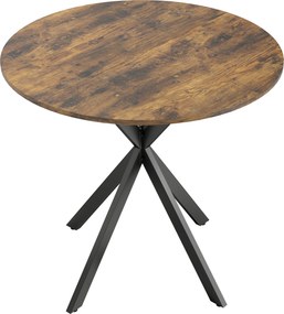 HOMCOM Masă rotundă de dining în stil industrial, cu picioare în cruce din oțel, Ø80x75 cm, maro rustic | Aosom Romania