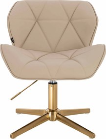 HR111CROSS Scaun Crem Piele Ecologica Premium Soft cu Bază Aurie