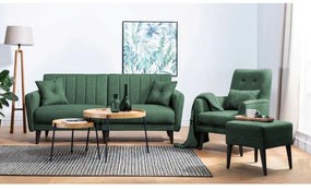 Set canapea extensibilă, Unique Design, 867UNQ1682, Lemn de carpen, Verde