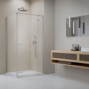 Cabina de dus dreptunghiulara cu usa batanta Radaway Essenza KDJ 120x75 cm finisaj nichel periat-transparent dreapta