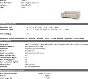 Canapea design LUX Kelly S boucle crem 114916 HZ