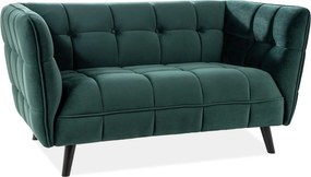 Canapea CASTELLO 2, verde - Bluvel 78, stofa catifelata/lemn, 145x85x7