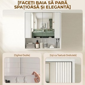 HOMCOM，Dulap de Baie Suspendat, Uși Soft-close, Raft Reglabil，60 x 16 x 60 cm，Alb | Aosom Romania