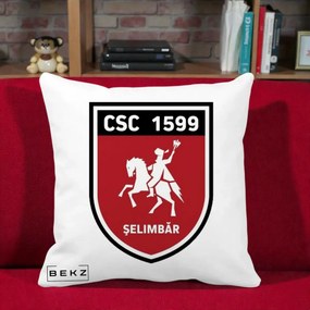 Perna Personalizata CSC 1599 Selimbar Fotbal, 40x40 cm, Alba Mata, Husa Detasabila, Perna Inclusa, BEKZ®