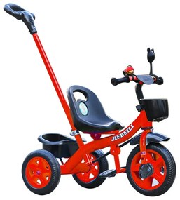 Tricicleta cu pedale pentru copii 2-5 ani, Maner parental, Rosu