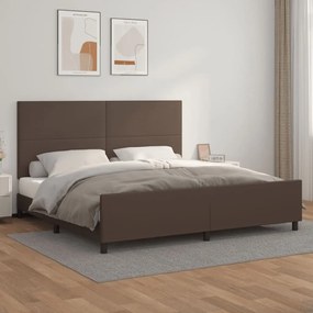 Cadru de pat cu tablie, maro, 200x200 cm, piele ecologica Maro, 200 x 200 cm, Design simplu
