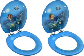 vidaXL Scaune WC, capac silențios, 2 buc., MDF, model maritim