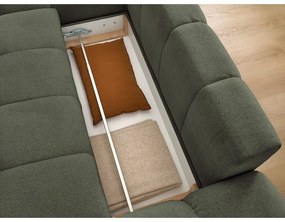 Colțar verde extensibil/cu spațiu de depozitare cu tapițerie din chenille (cu colț pe partea stângă/cu șezlong) Everest – Bobochic Paris