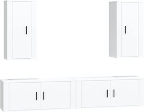 vidaXL Set dulap TV, 4 piese, alb, lemn prelucrat