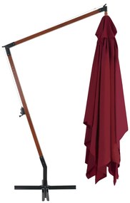 Umbrela suspendata cu stalp din lemn, rosu bordo, 400x300 cm Rosu