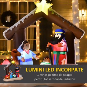 Decoratiune gonflabila Nasterea Domnului Craciun cu 5 lumini LED-uri, pentru Exterior HOMCOM | Aosom Romania