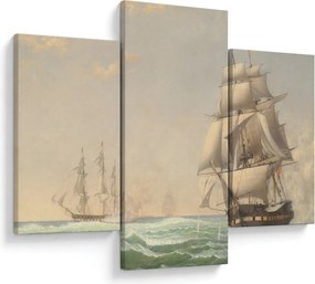 Tablou - Fitz Henry Lane, The United States Frigate President Engaging the British Squadron, reproducere (90x60 cm)