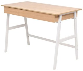 245722 vidaXL Birou de scris, 110 x 55 x 75 cm, stejar și alb