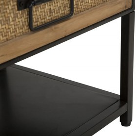 Comoda TV maro/neagra din metal si MDF, 95x38x38 cm, Hanoi Mauro Ferretti