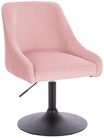 HR920N Scaun Roz Pudra din Catifea cu Bază Neagră