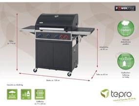 Tepro 3303 Grătar cu gaz Keansburg 4, 4 arzătoare,138 x 63 x 114 cm