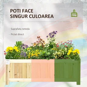 Outsunny Jardinieră Pliabilă Lemn pentru Exterior, Etanșă cu Bază Drenaj, 70x30x25 cm | Aosom Romania