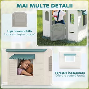 AIYAPLAY Căsuță de Joacă 5-în-1 pentru Copii, de Exterior și Interior, cu Coș de Baschet, Poartă de Fotbal, Tablă de Darts, Joc de Aruncare a Inelelor pentru Copii 2-5 Ani, Bej | Aosom Romania