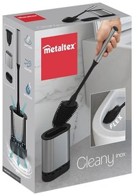 Perie de WC gri închis din oțel inoxidabil Cleany – Metaltex