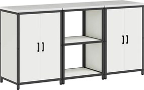 vidaXL Set de depozitare pentru bucătărie cu raft cu ușă 3 pcs Alb