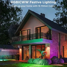 Govee - Set de 4 proiectoare LED RGBICWW reglabile, 24W/230V, IP66, compatibile Matter, Wi-Fi