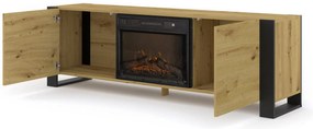 Masă TV cu șemineu Montana (Stejar artisan + Negru). 1124958