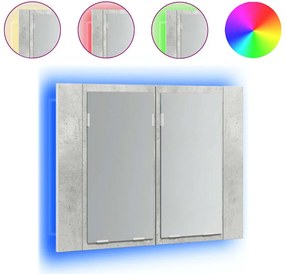 vidaXL Dulap de baie cu oglindă și LED, gri beton, 60x12x45 cm