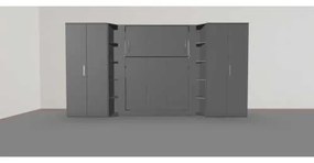Set pat rabatabil dublu (150X200), 2 dulapuri Acordeon (100 cm) si 2 minibiblioteci cross - NOVA BIG WARDROBE SET