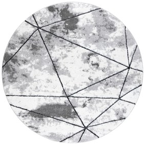Covor modern COZY 8872 Cerc Polygons, geometric, triunghiurile - structural două niveluri de lână gri