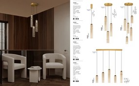 Pendul LED modern, Metal, Sticla, Cognac, SANO