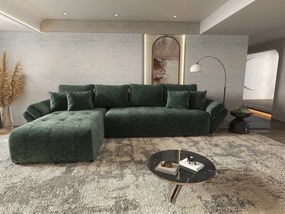 Colțar extensibil dumonde cu ladă de depozitare si sezut confortabil din spuma high-density, Berlin XL Euphoria Green 350x185 cm