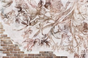Tablou - Frescă florală pe un perete de cărămidă (90x60 cm)