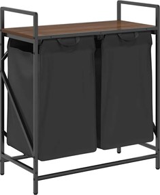 vidaXL Coș de rufe 2 compartimente cu raft stejar maro