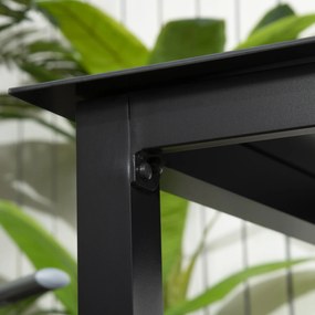 Outsunny Masă de grădină pătrată pentru 4 persoane cu blat din sticlă securizată și cadru din aluminiu 80 x 80 x 74 cm negru | Aosom Romania