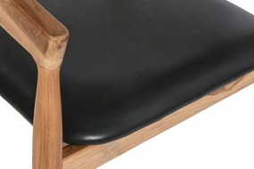 Scaun dining din lemn de tec si piele naturala, " Woon "