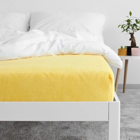 Goldea cearceafuri de pat din terry cu elastic - galben deschis 180 x 200 cm