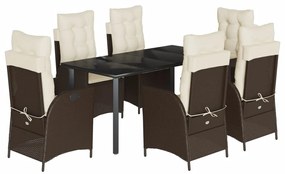 3213209 vidaXL Set mobilier de grădină cu perne, 7 piese, maro, poliratan