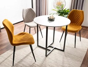 Masa rotunda Alto II marmura alba/negru ø80/h76 cm