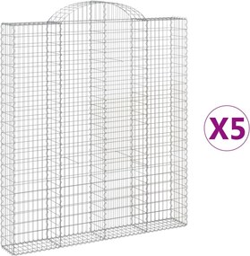 vidaXL Coșuri gabion arcuite, 5 buc 200x30x220/240cm, fier galvanizat